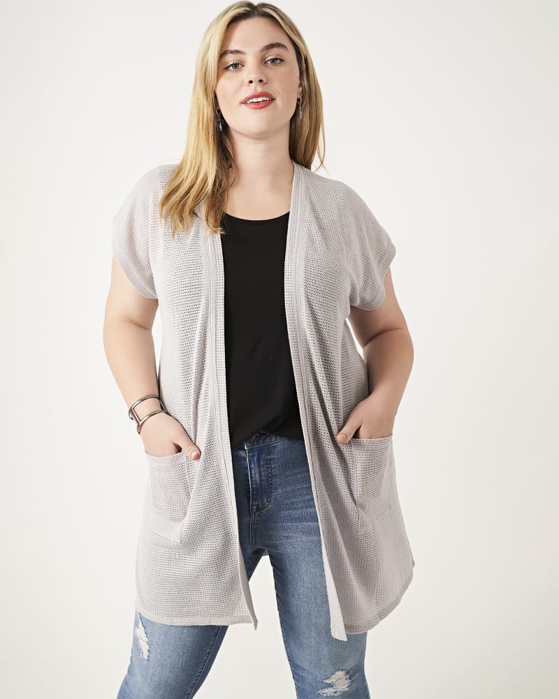 Short sleeve gray cardigan discount